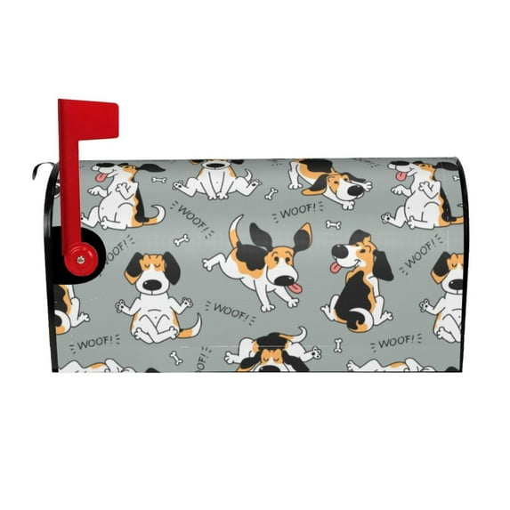 Bingfone Funny Beagle Active Dog Magnetic Mailbox Cover Standard Size For Garden Yard Outdoor Decorations-21x18 In