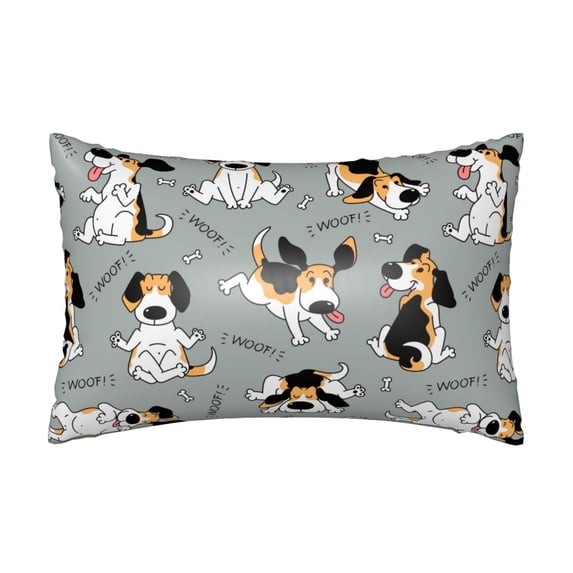 Bingfone Funny Beagle Active Dog Print Satin Pillowcase for Hair - Standard Size with Zipper Silky & Soft Pillow Covers,20x30 inches