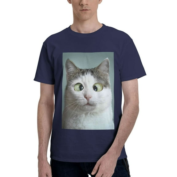 Bingfone Funny Cat Men'S Loose Fit Short-Sleeve Pocket T-Shirt
