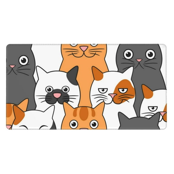 Bingfone Funny Cats Large Gaming Mouse Pad,Extended Desk Mousepad With Stitched Edges,Non-Slip Base,Water Resist Keyboard Pad For Gamer, Office & Home, 29.5 X 16 In
