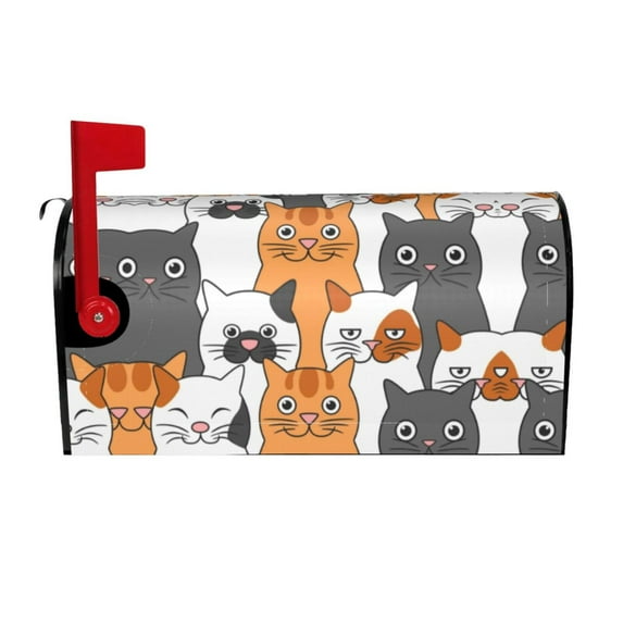 Bingfone Funny Cats Magnetic Mailbox Cover Standard Size For Garden Yard Outdoor Decorations-21x18 In