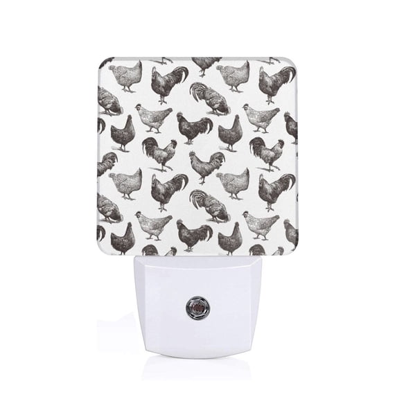 Bingfone Funny Chicken Print Night Lights Plug into Wall,Dusk to Dawn,Bright Nightlight Auto-On/Off, for Adults Kids Room Bedroom Bathroom Hallway Kitchen