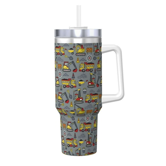 Bingfone Funny Construction for 40 Oz Stainless Steel Travel Mug Double Wall Water Coffee Cup for Home,Office, Outdoor Works Great for Ice Drinks and Hot Beverage