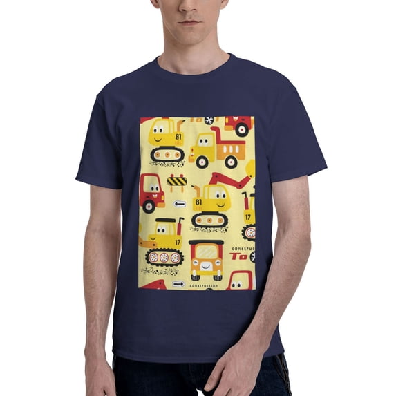 Bingfone Funny Construction Vehicles Men'S Loose Fit Short-Sleeve Pocket T-Shirt