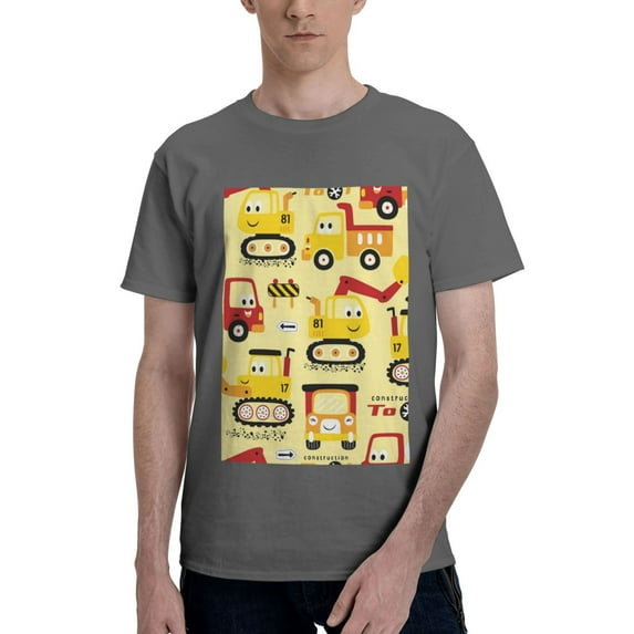 Bingfone Funny Construction Vehicles Men'S Loose Fit Short-Sleeve Pocket T-Shirt