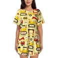 thumbnail image 1 of Bingfone Funny Construction Vehicles Print Pajamas Sets for Women Soft Short-Sleeved Pjs with Lounge Shorts Two Piece Sleepwear, 1 of 8