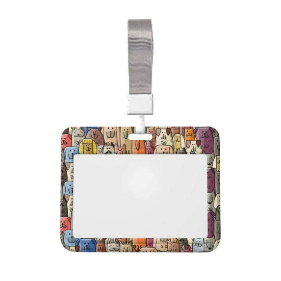 Bingfone Funny Dogs Family Card Badge Holder,for Girls Girly Women 4 x 3 Inch Nurses School Identity Cruise Travel Name Tags Cover Protector Case