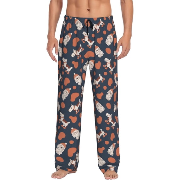 Bingfone Cute Puppy Mens All Over Print Sleep Pajama Pants-Medium
