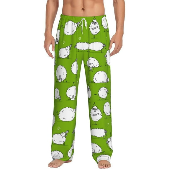 Bingfone Funny Sheep Doing Yoga Mens All Over Print Sleep Pajama Pants-Xx-Large