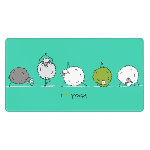 Bingfone Funny Sheep Doing Yoga Large Gaming Mouse Pad,Extended Desk Mousepad With Stitched Edges,Non-Slip Base,Water Resist Keyboard Pad For Gamer, Office & Home, 29.5 X 16 In