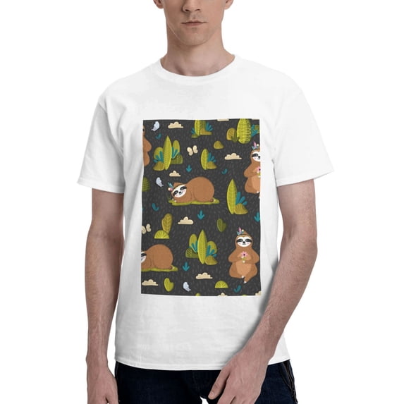 Bingfone Funny Sloths In The Forest Men'S Loose Fit Short-Sleeve Pocket T-Shirt