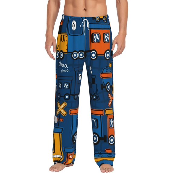 Bingfone Funny Steam Train Mens All Over Print Sleep Pajama Pants-Small