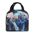 thumbnail image 1 of Bingfone Futuristic Blue Light White Tiger Print Lunch Bag Insulated Lunch Box, Small Leakproof Cooler Food Lunch Containers Reusable High Capacity Lunch Tote Bags for Work, Travel, Outdoor, 1 of 5