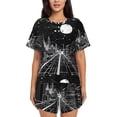 thumbnail image 1 of Bingfone Futuristic Moonlit Cityscape Print Pajamas Sets for Women Soft Short-Sleeved Pjs with Lounge Shorts Two Piece Sleepwear, 1 of 5