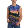 thumbnail image 1 of Bingfone Galactic Night Over Meadow Pattern Men's Tank Tops Workout Sleeveless Tee Shirts Running Beach Tanks for Men-Large, 1 of 4