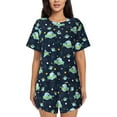 thumbnail image 1 of Bingfone Galaxy With Ufo Print Pajamas Sets for Women Soft Short-Sleeved Pjs with Lounge Shorts Two Piece Sleepwear, 1 of 5