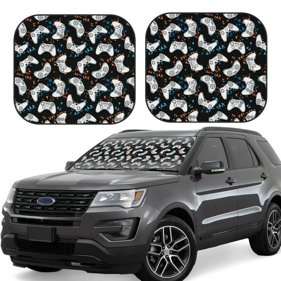 Bingfone Game Windshield Sun Shade 2-Piece Foldable Car Front Window Sunshade for Most Sedans SUV Truck - Small