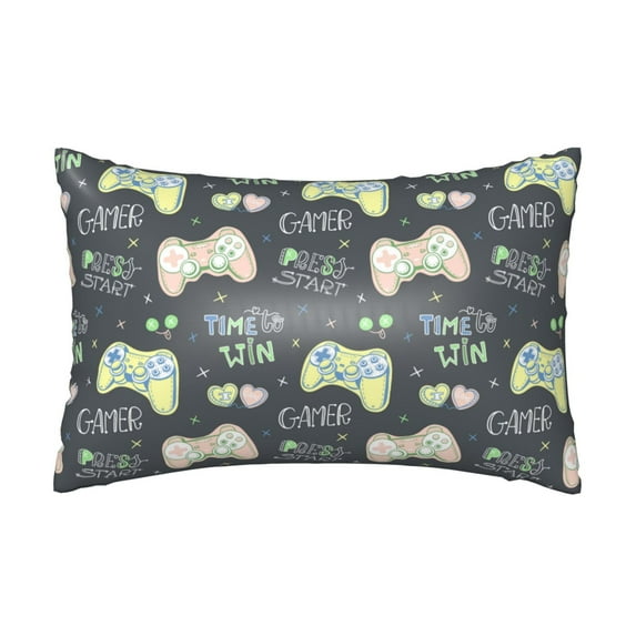 Bingfone Gamers Print Satin Pillowcase for Hair - Standard Size with Zipper Silky & Soft Pillow Covers,20x30 inches