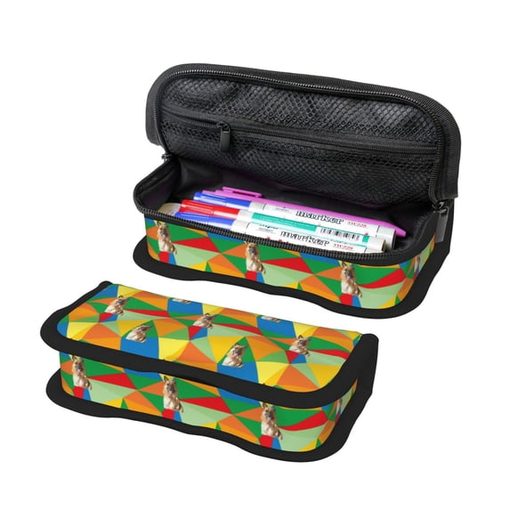 Bingfone German Shepherd Dog Print Pencil Case Large Capacity Pencil Pouch Pen Bag Office Stationery Organizer Multifunctional Pencil Bag for Women & Men