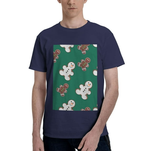 Bingfone Gingerbread Snowman Cookies Men'S Loose Fit Short-Sleeve Pocket T-Shirt