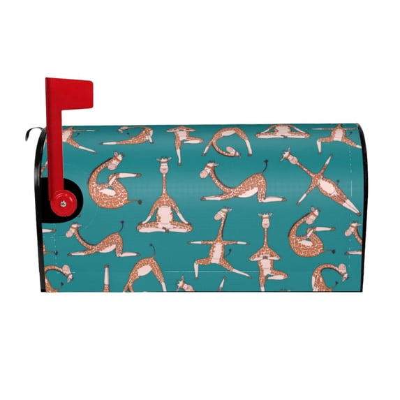 Bingfone Giraffes Doing Various Yoga Magnetic Mailbox Cover Standard Size For Garden Yard Outdoor Decorations-25.5x21 In