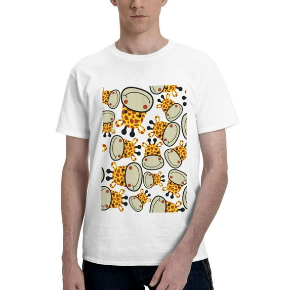 Bingfone Giraffes Head Men'S Loose Fit Short-Sleeve Pocket T-Shirt