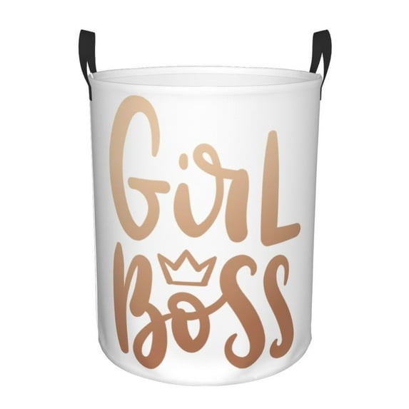 Bingfone Girl Boss Waterproof Foldable Laundry Hamper Bucket With Handles For Storage Bin,Clothes Hamper (Medium)