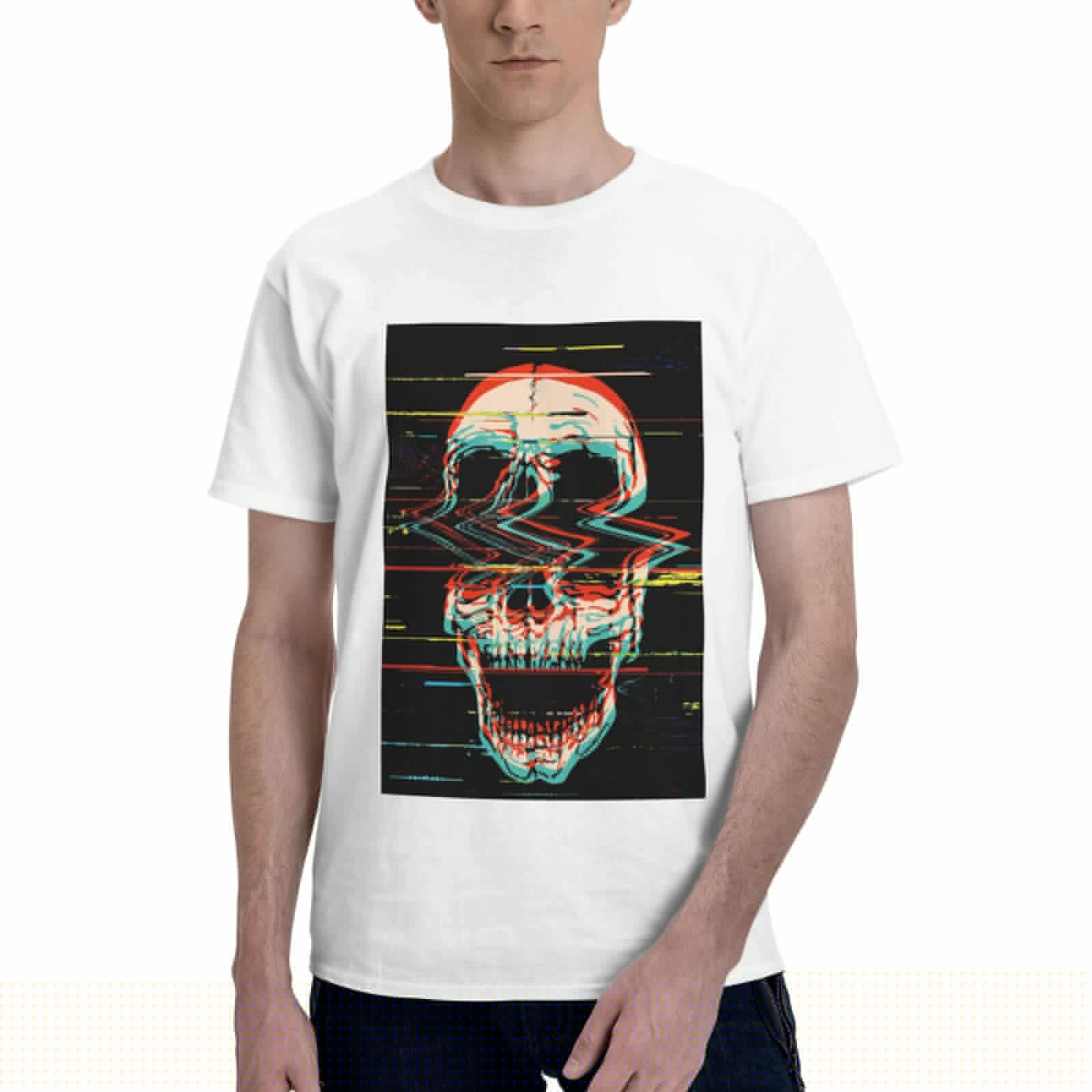thumbnail image 1 of Bingfone Glitch Screaming Skull Men'S Loose Fit Short-Sleeve Pocket T-Shirt, 1 of 7
