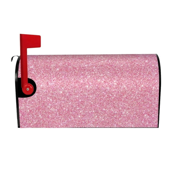 Bingfone Glitter Pink Magnetic Mailbox Cover Standard Size For Garden Yard Outdoor Decorations-21x18 In