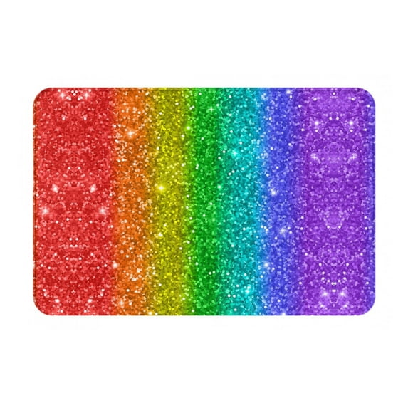 Bingfone Glitter Rainbow Door Mat 16"X24" Front Entrance Non-Slip Low Profile Washable For Entryway