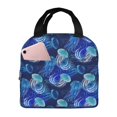 Bingfone Glowing Jellyfish Pattern Print Lunch Bag Insulated Lunch Box