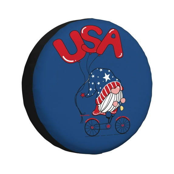Bingfone Gnome 4th Of July Spare Tire Cover Weatherproof Universal Wheel Protectors For Rv Camper Travel Trailer Suv Truck 14 Inch