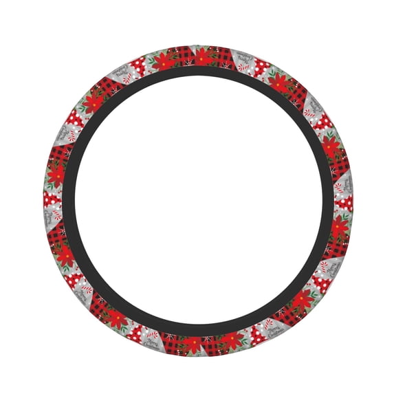 Bingfone Gnome And Buffalo Plaid Steering Wheel Cover - Universal 15 Inches Car Steering Wheel Covers Grip Auto Internal Accessories