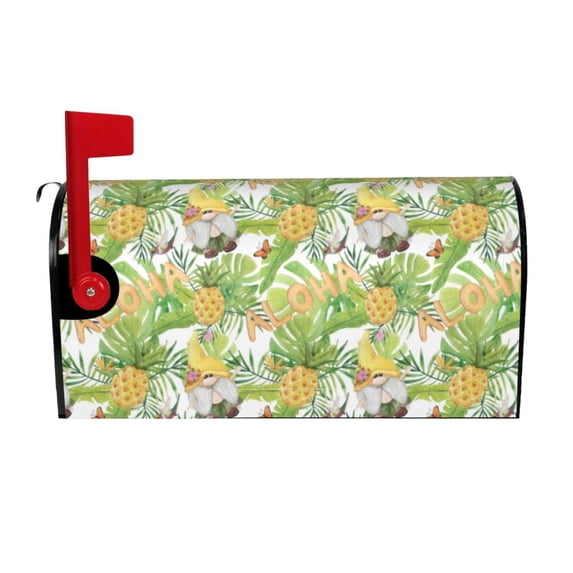 Bingfone Gnome And Pineapple Magnetic Mailbox Cover Standard Size For Garden Yard Outdoor Decorations-25.5x21 In
