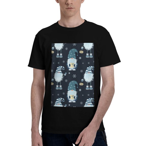 Bingfone Gnome And Snowflakes Men'S Loose Fit Short-Sleeve Pocket T-Shirt
