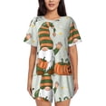 thumbnail image 1 of Bingfone Gnome Holding A Pumpkin Print Pajamas Sets for Women Soft Short-Sleeved Pjs with Lounge Shorts Two Piece Sleepwear, 1 of 5