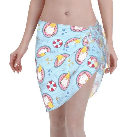 Bingfone Gnome Pool Party Women's Sarong Swimsuit Cover Ups Bathing Suit Coverups Chiffon Beach Wrap Skirts
