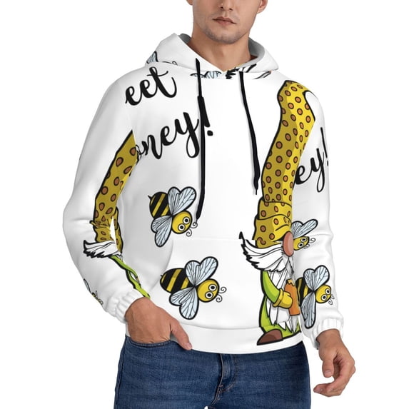 Bingfone Gnome Sweet Honey Men's Drawstring Hoodie Long Sleeve Pocket Sweatshirts-Small
