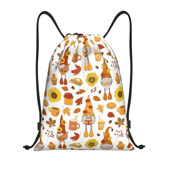 Bingfone Gnomes Autumn Harvest Drawstrings Backpacks Bags for Men Women Gym Drawstrings Bag-Medium