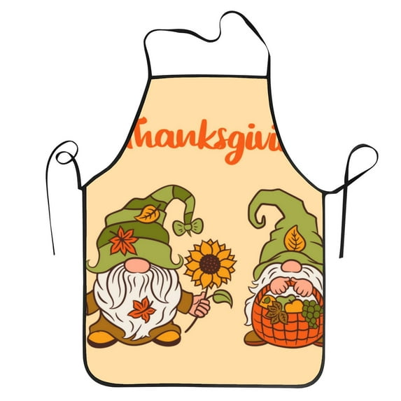 Bingfone Gnomes Happy Thanksgiving for Tie-up Apron, Unisex Waterproof and Stain-Resistant Bib Apron for Kitchen Garden Painting