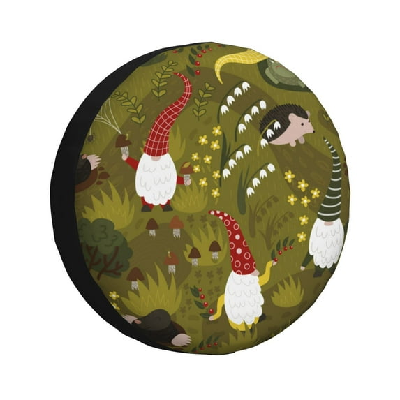 Bingfone Gnomes Playing In The Garden Spare Tire Cover Weatherproof Universal Wheel Protectors For Rv Camper Travel Trailer Suv Truck 16 Inch