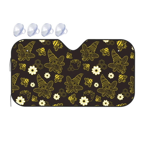 Bingfone Gnomes With Honey And Bees Car Windshield Sunshade,Sun Foldable Sun Shield Sun Visor for Car - Medium