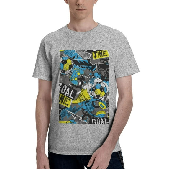 Bingfone Goal Time Men'S Loose Fit Short-Sleeve Pocket T-Shirt