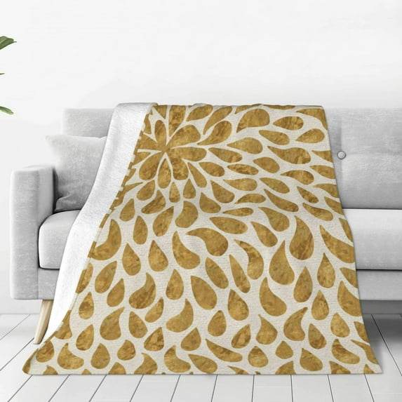 Bingfone Gold Drops Print Flannel Fleece Blanket Throw Blanket For Bed,Sofa,Couch,Travel,Camping(40"X30")