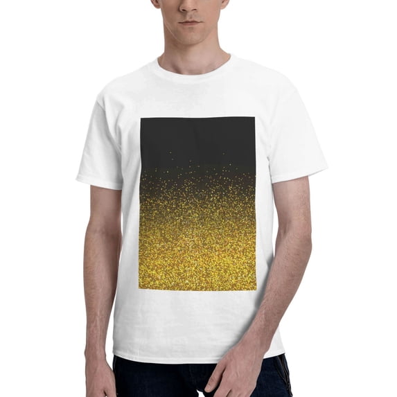 Bingfone Gold Glitter Gradient Men'S Loose Fit Short-Sleeve Pocket T-Shirt