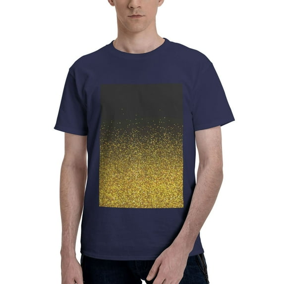 Bingfone Gold Glitter Gradient Men'S Loose Fit Short-Sleeve Pocket T-Shirt