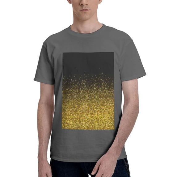 Bingfone Gold Glitter Gradient Men'S Loose Fit Short-Sleeve Pocket T-Shirt