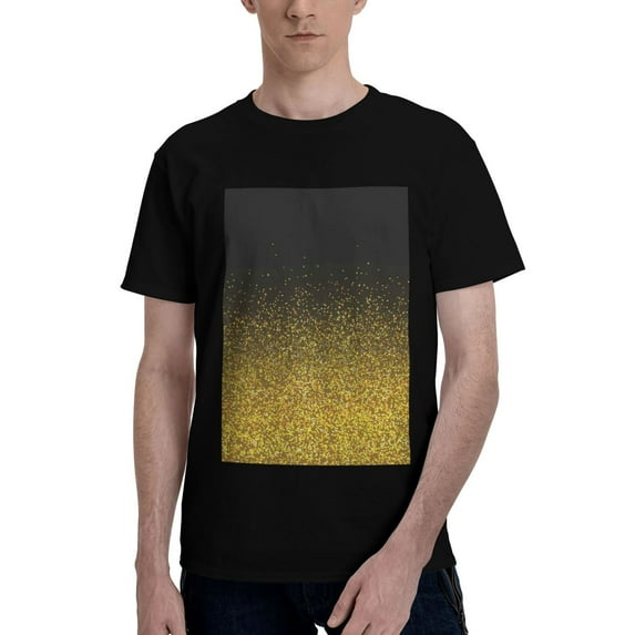 Bingfone Gold Glitter Gradient Men'S Loose Fit Short-Sleeve Pocket T-Shirt