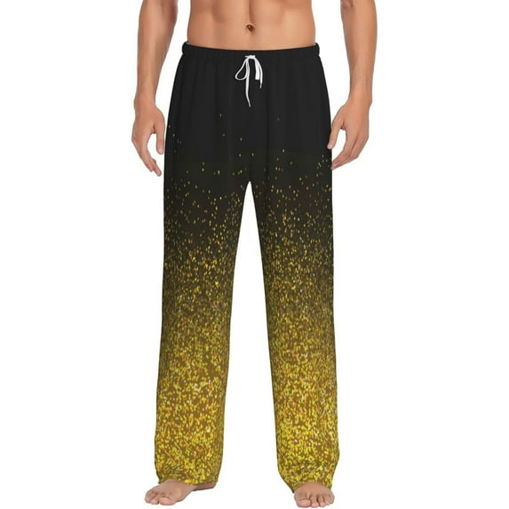 Bingfone Gold Glitter Gradient Mens All Over Print Sleep Pajama Pants-Large