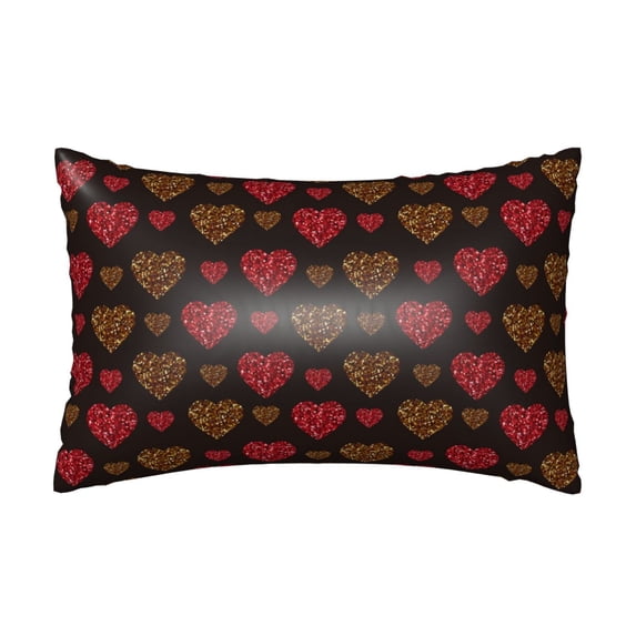Bingfone Gold Glitter Heart Print Satin Pillowcase for Hair - Standard Size with Zipper Silky & Soft Pillow Covers,20x30 inches